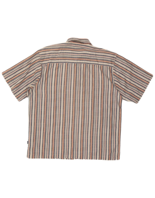Camicia a maniche corte da uomo Engbers di grandi dimensioni in cotone a righe multicolori