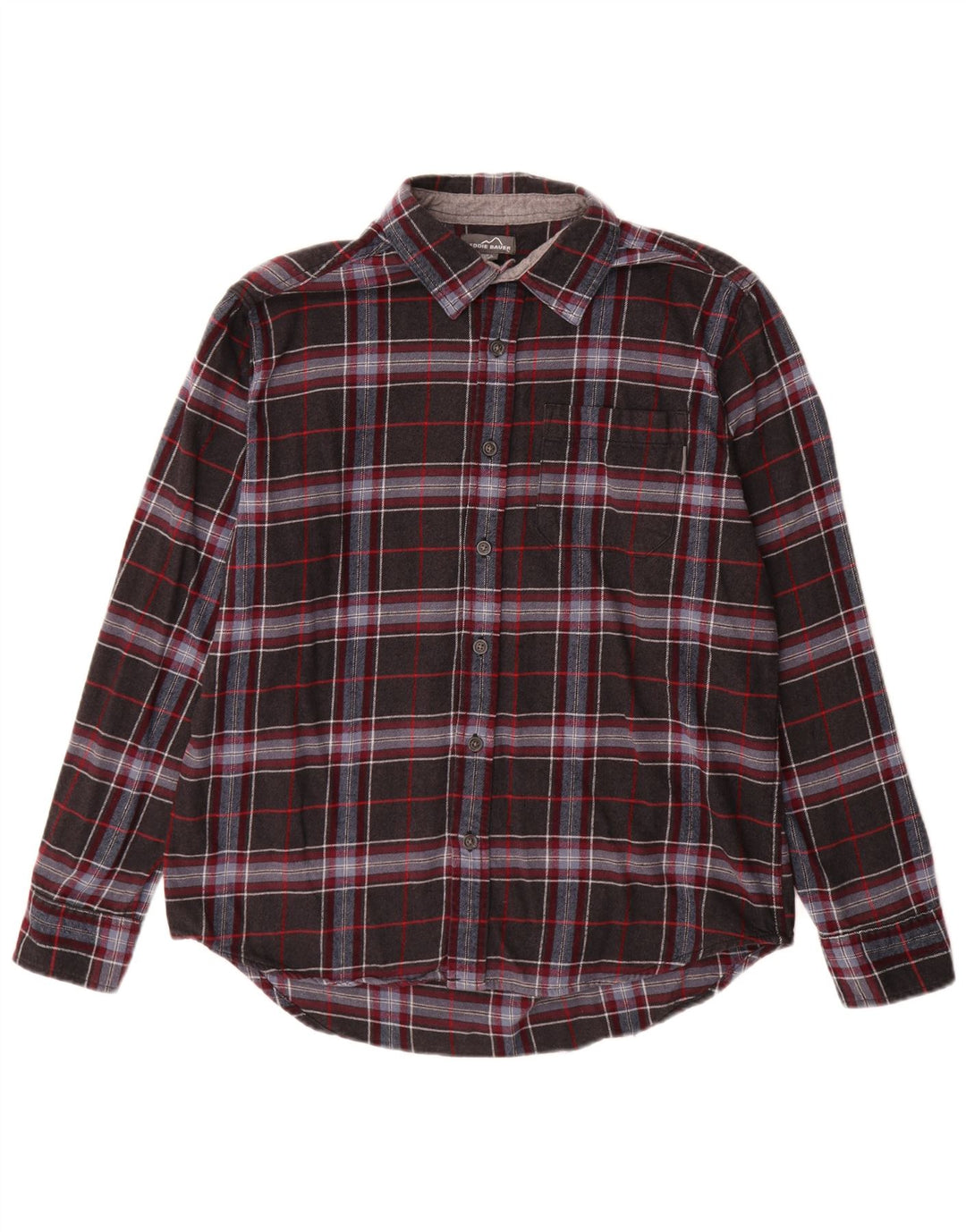 Eddie Bauer Camicia da uomo in flanella di cotone a quadri grigi grandi