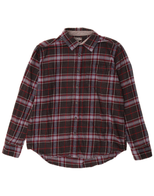 Eddie Bauer Camicia da uomo in flanella di cotone a quadri grigi grandi