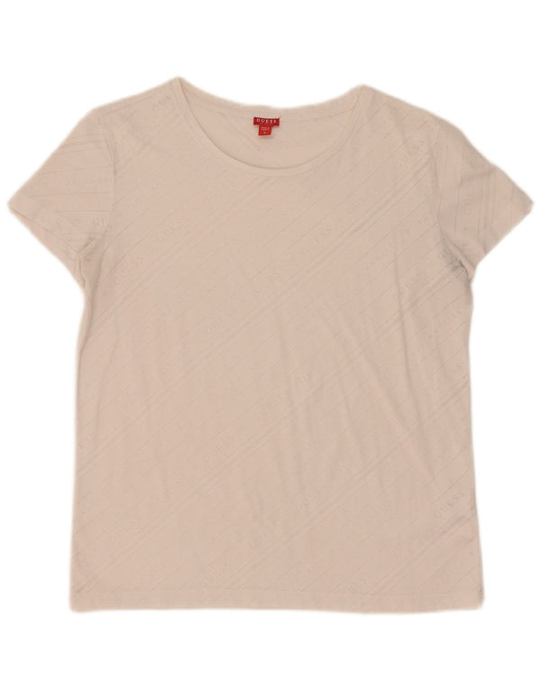 Guess T-shirt grafica da donna Top UK 10 Small Bianco sporco