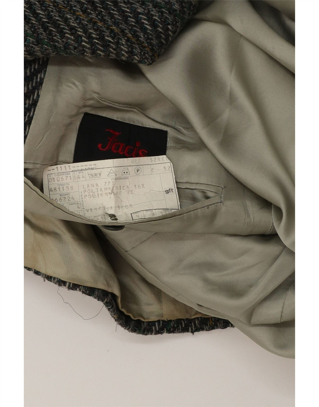 Giacca Blazer a 2 Bottoni da Uomo Facis IT 52 XL Lana Spinata Grigia