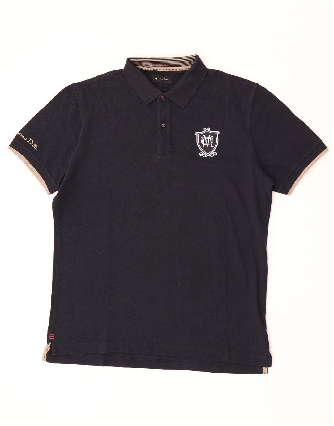 Polo grafica da uomo Massimo Dutti XL in cotone blu navy