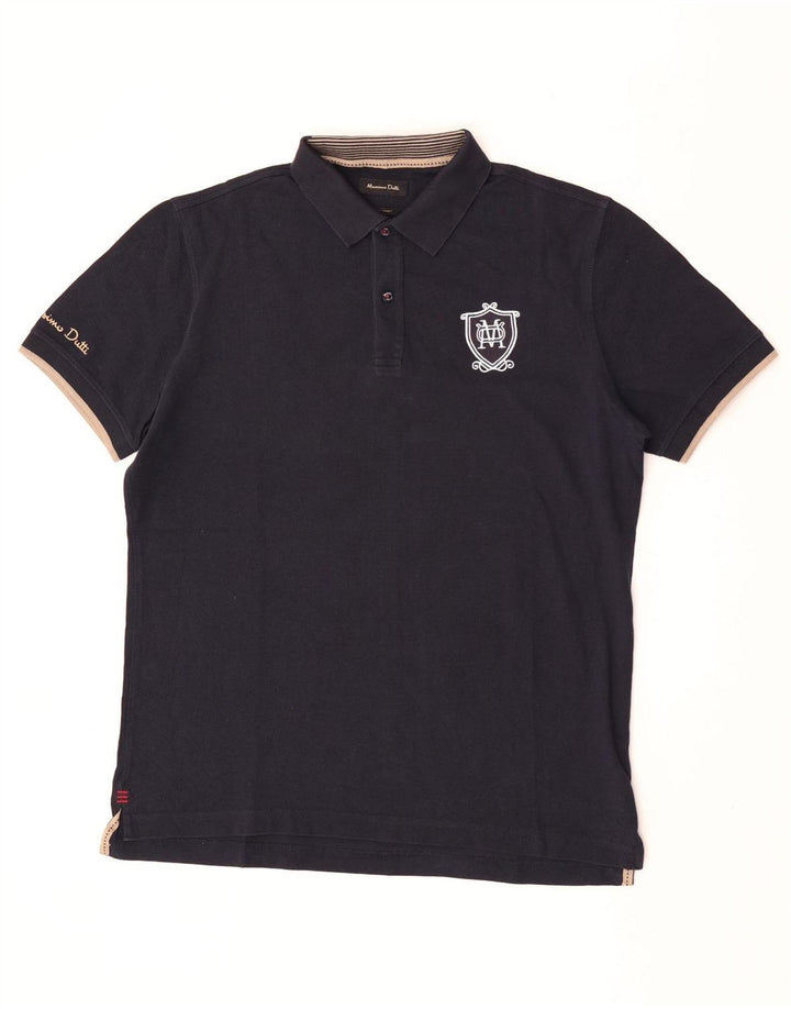 Polo grafica da uomo Massimo Dutti XL in cotone blu navy