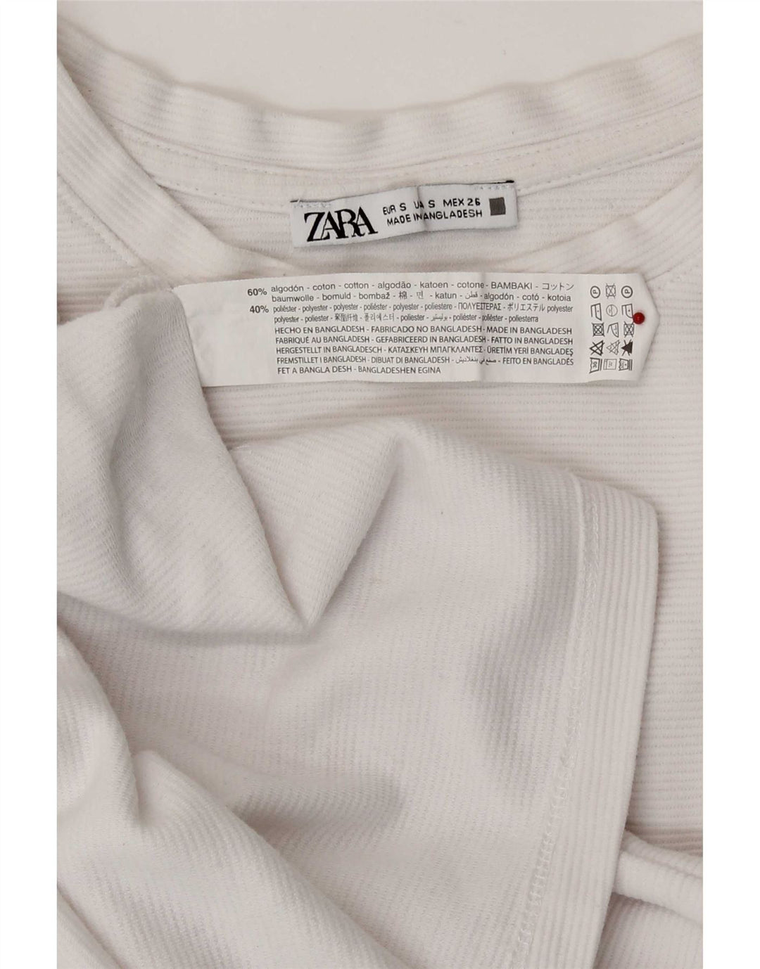 T-shirt Zara da donna Top UK 10 piccola in cotone bianco