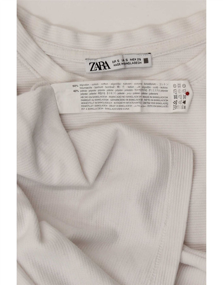 T-shirt Zara da donna Top UK 10 piccola in cotone bianco