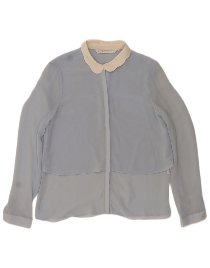 Camicia Zara da donna camicetta UK 10 Small Blue Colourblock