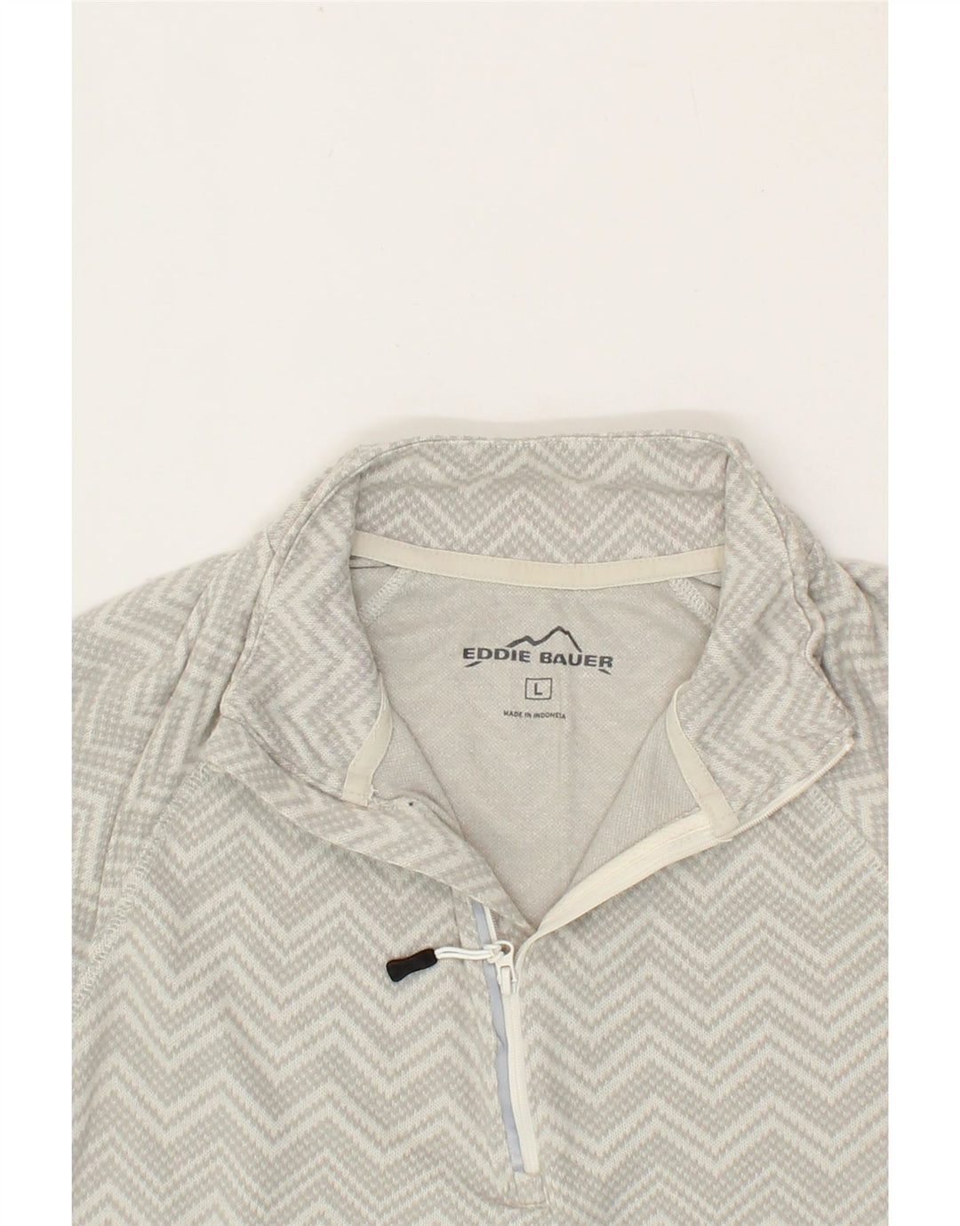 EDDIE BAUER Womens Zip Neck Pullover Tracksuit Top UK 14 Large Grey Vintage Eddie Bauer and Second-Hand Eddie Bauer from Messina Hembry 