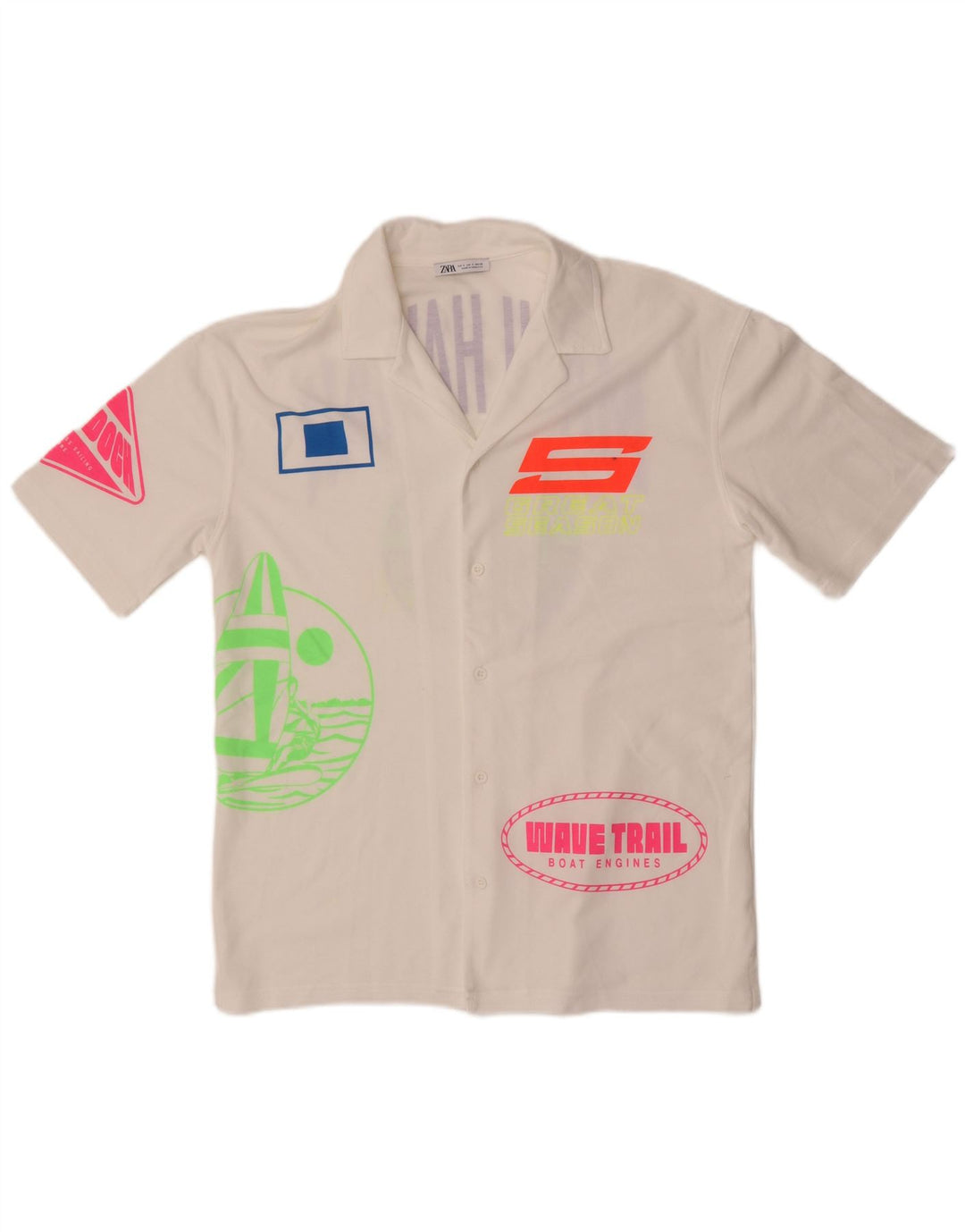 Camicia grafica a maniche corte da uomo Zara piccola bianca