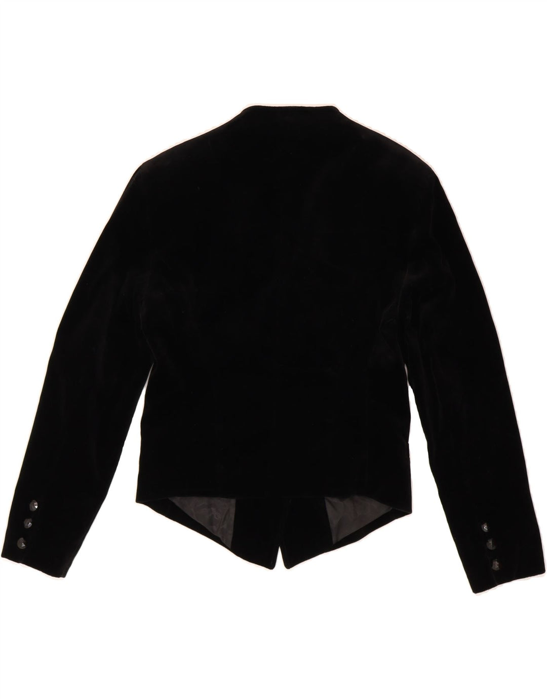 BENETTON Womens Velvet 4 Button Blazer Jacket IT 42 Medium Black Cotton Vintage Benetton and Second-Hand Benetton from Messina Hembry 