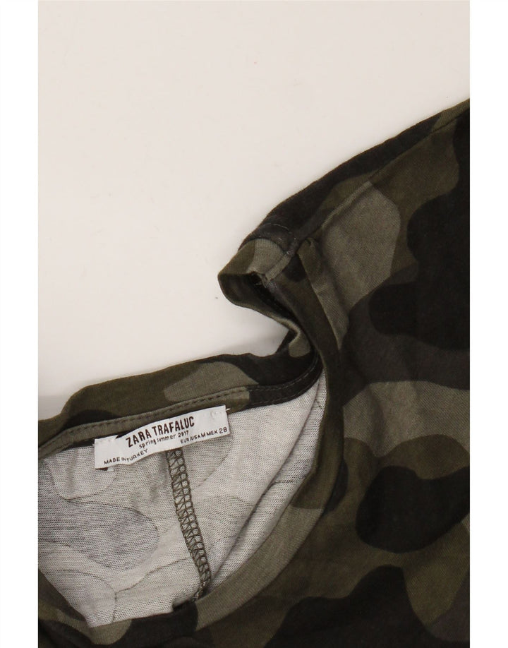 Top Zara Trafaluc camicetta da donna UK 14 verde medio mimetico