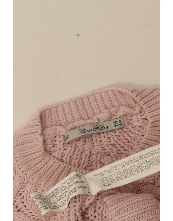 Maglione maglione girocollo da donna Zara UK 14 cotone rosa medio