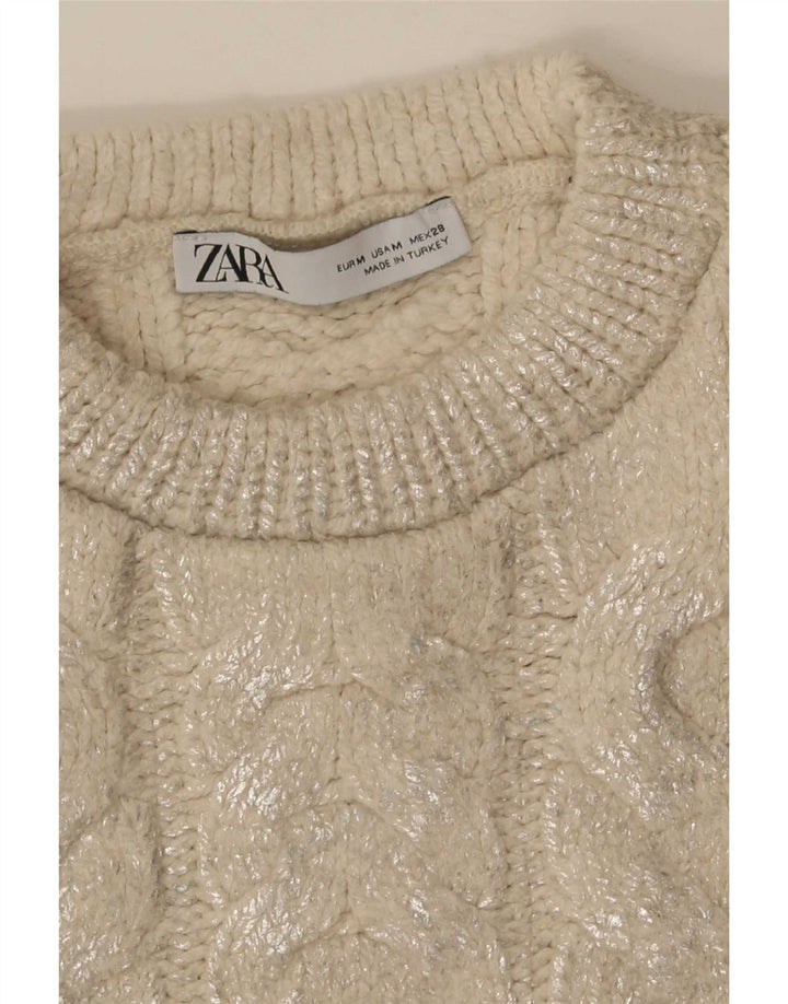 Maglione corto girocollo da donna Zara UK 14 Beige medio