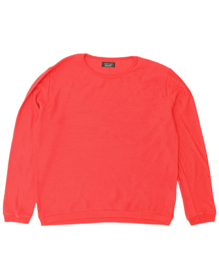 Maglione maglione girocollo da uomo Zara grande poliestere rosso