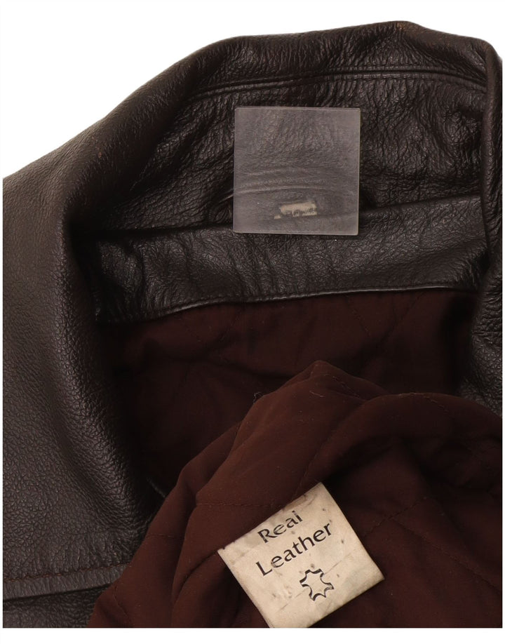 Giacca in pelle vintage da uomo EU 52 XL in pelle marrone