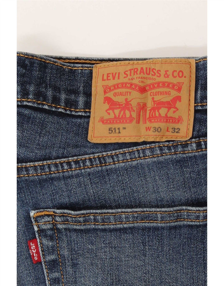 Jeans Levi's Uomo 511 Slim Distressed W30 L29 Cotone Blu