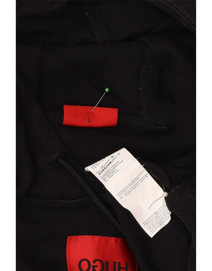 Felpa con cappuccio da uomo Hugo Boss grande in cotone nero