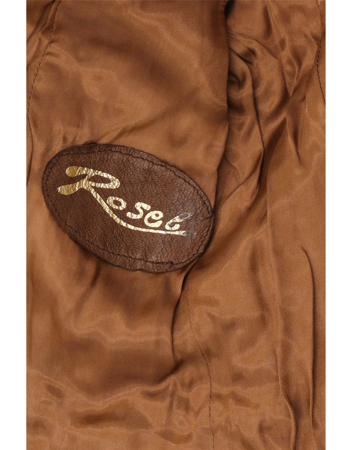 Giacca blazer vintage da donna in pelle scamosciata a 3 bottoni IT 46 grande in pelle marrone
