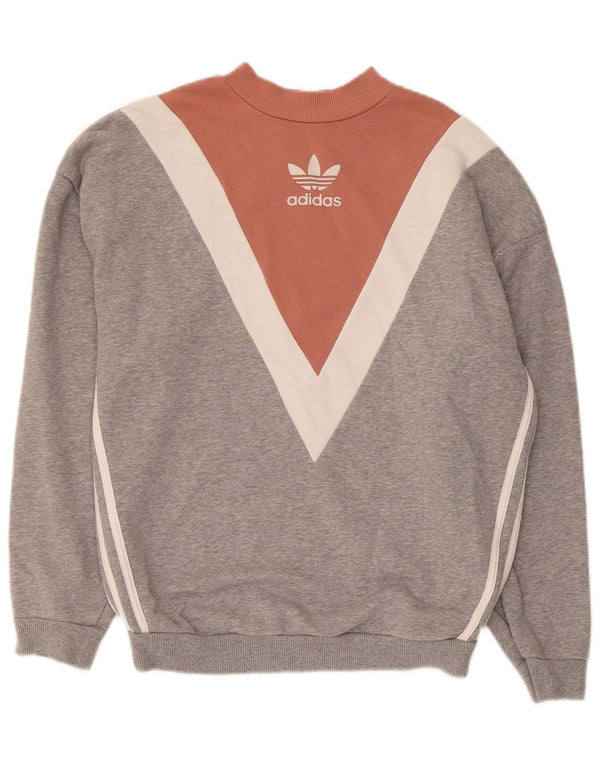 Felpa oversize da donna Adidas UK 6 XS in cotone color block grigio