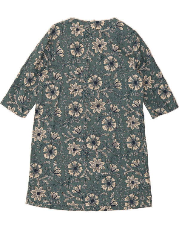SEASALT CORNWALL Womens 3/4 Sleeve Tent Dress UK 14 Large Blue Floral