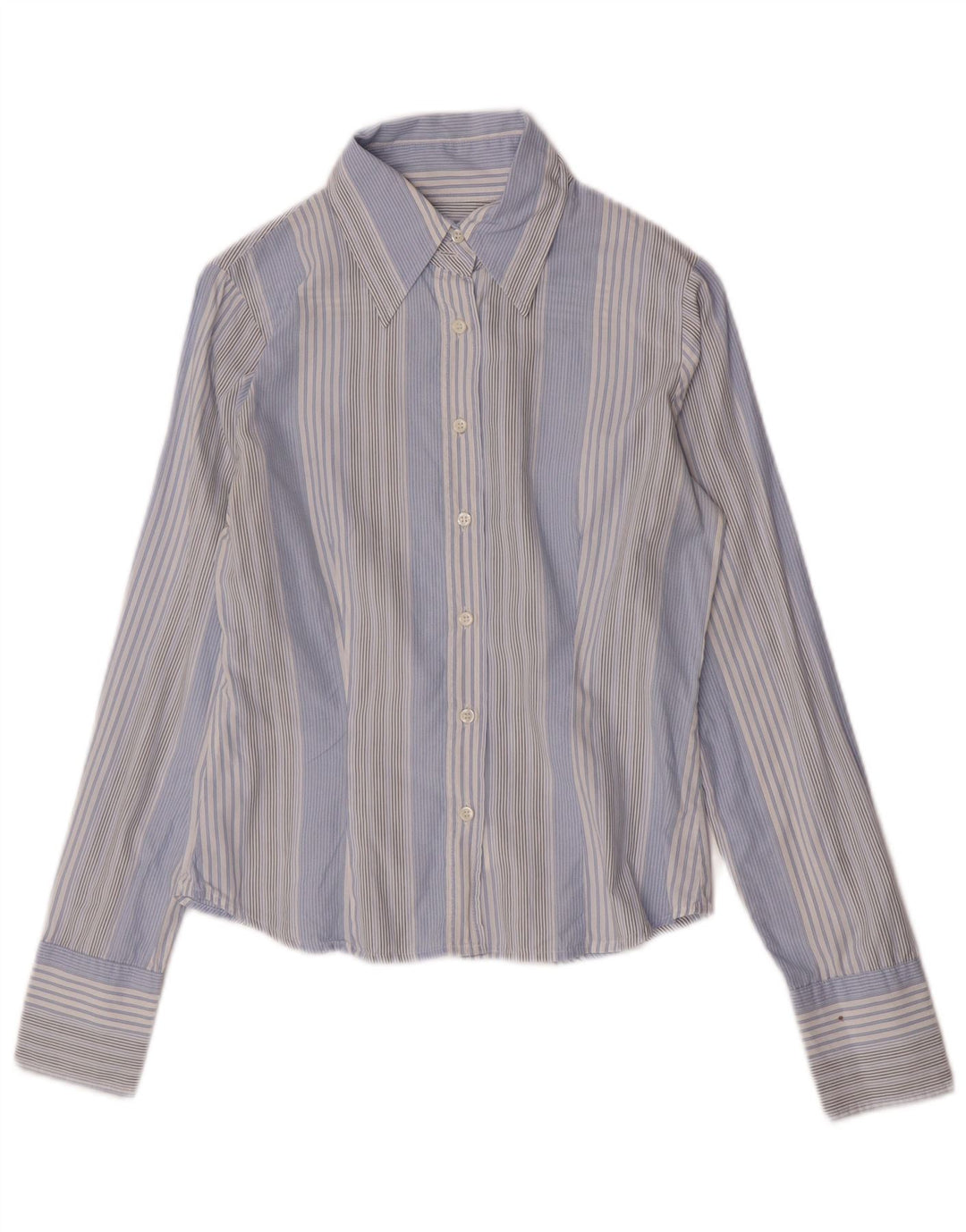 Camicia da donna Sisley UK 10 piccola in cotone a righe blu