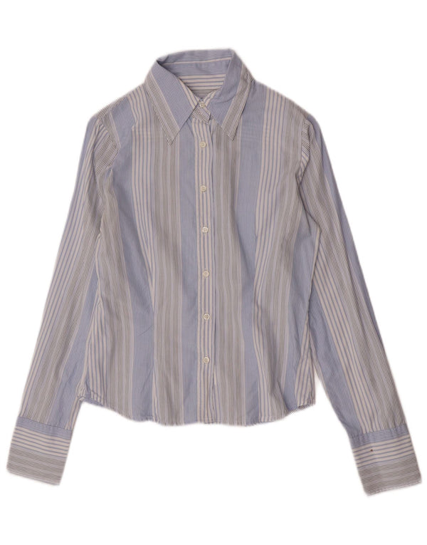 Camicia da donna Sisley UK 10 piccola in cotone a righe blu