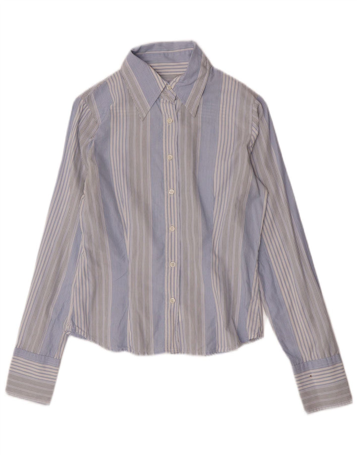 Camicia da donna Sisley UK 10 piccola in cotone a righe blu