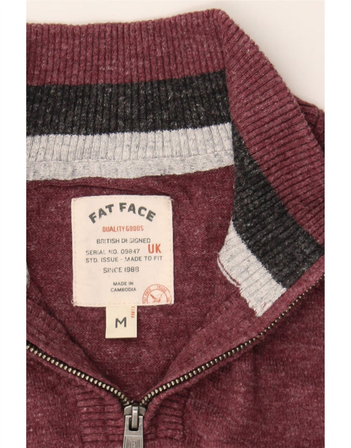 FAT FACE Mens Zip Neck Jumper Sweater Medium Maroon Cotton Vintage Fat Face and Second-Hand Fat Face from Messina Hembry 