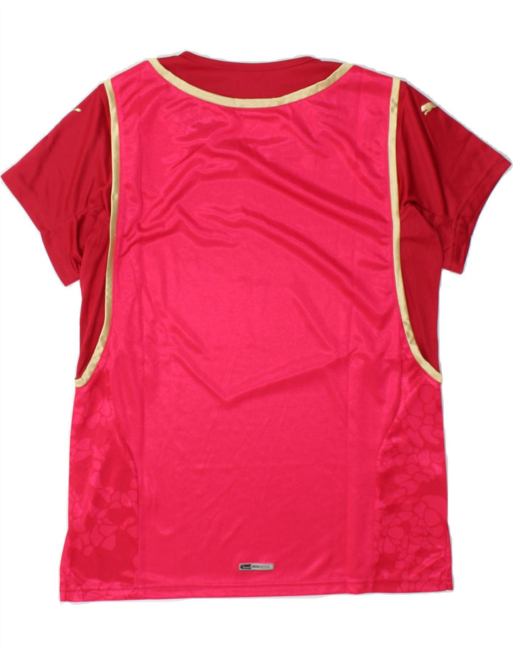 PUMA Womens T-Shirt Top UK 16 Large Red Colourblock Polyester Vintage Puma and Second-Hand Puma from Messina Hembry 