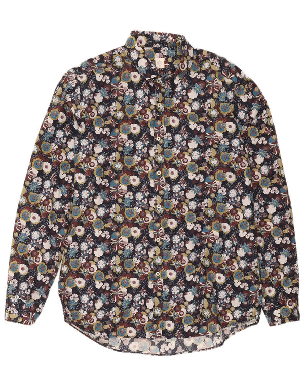 Camicia vintage da uomo taglia 43 XL in cotone floreale multicolore