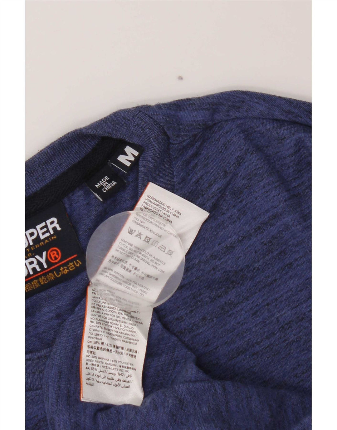 T-shirt grafica regolare da uomo Superdry Top in cotone chiazzato blu medio