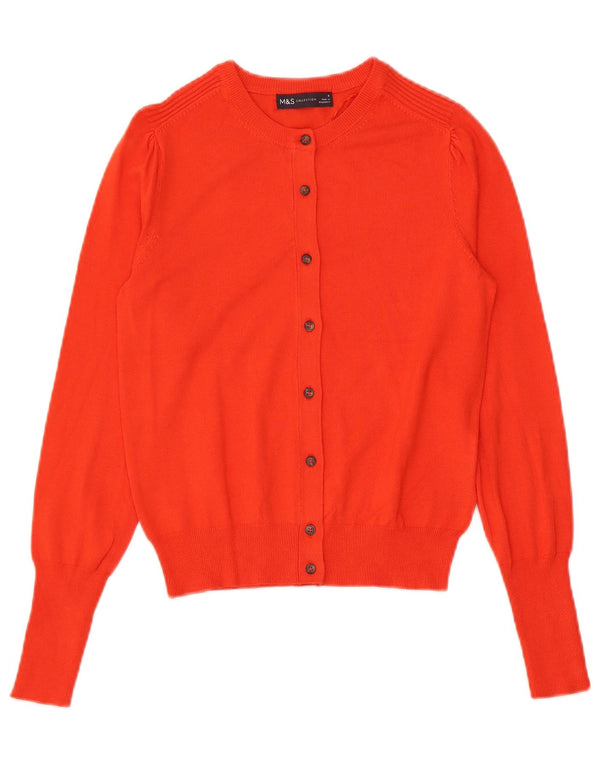 Maglione cardigan corto da donna Marks & Spencer UK 8 piccolo viscosa arancione