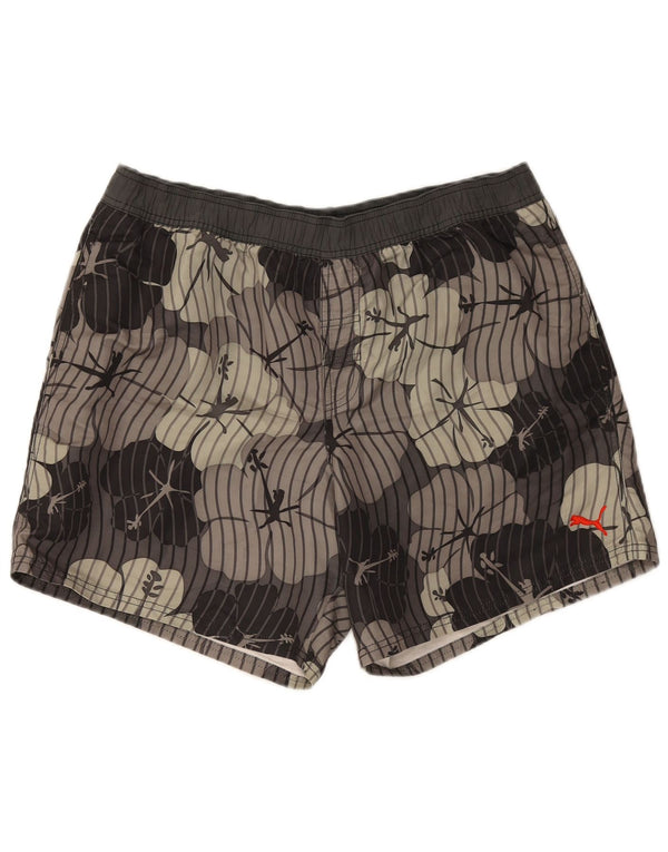 Pantaloncini da bagno da uomo Puma grandi grigi floreali