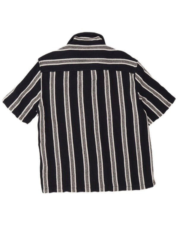 Camicia a maniche corte da uomo Zara piccola in cotone a righe blu navy