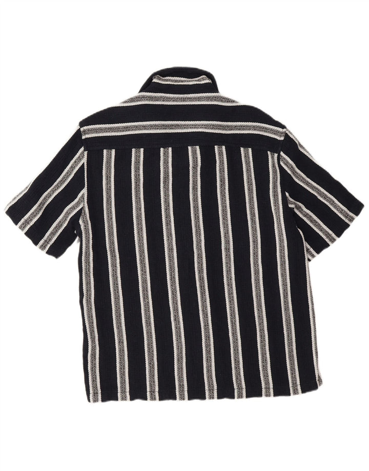 Camicia a maniche corte da uomo Zara piccola in cotone a righe blu navy