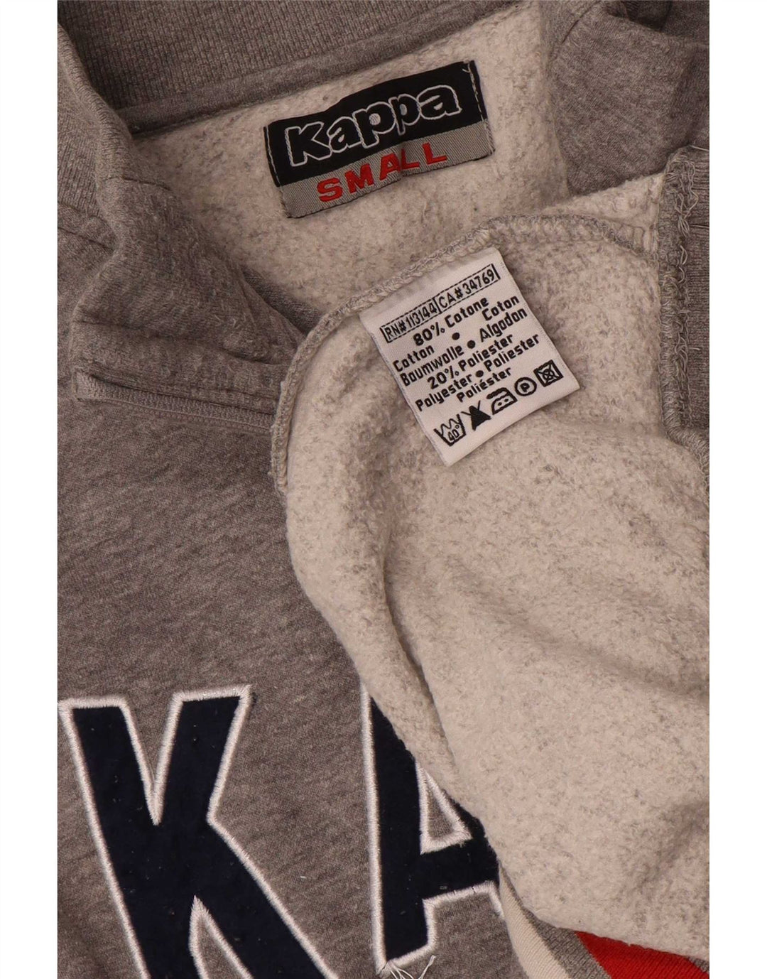 Felpa con grafica Kappa da donna, maglione, UK 10, piccolo, grigio, color block
