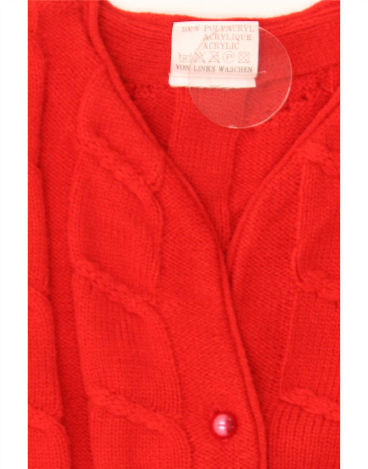 Maglione cardigan da donna vintage UK 14/16 Poliacrilico rosso medio