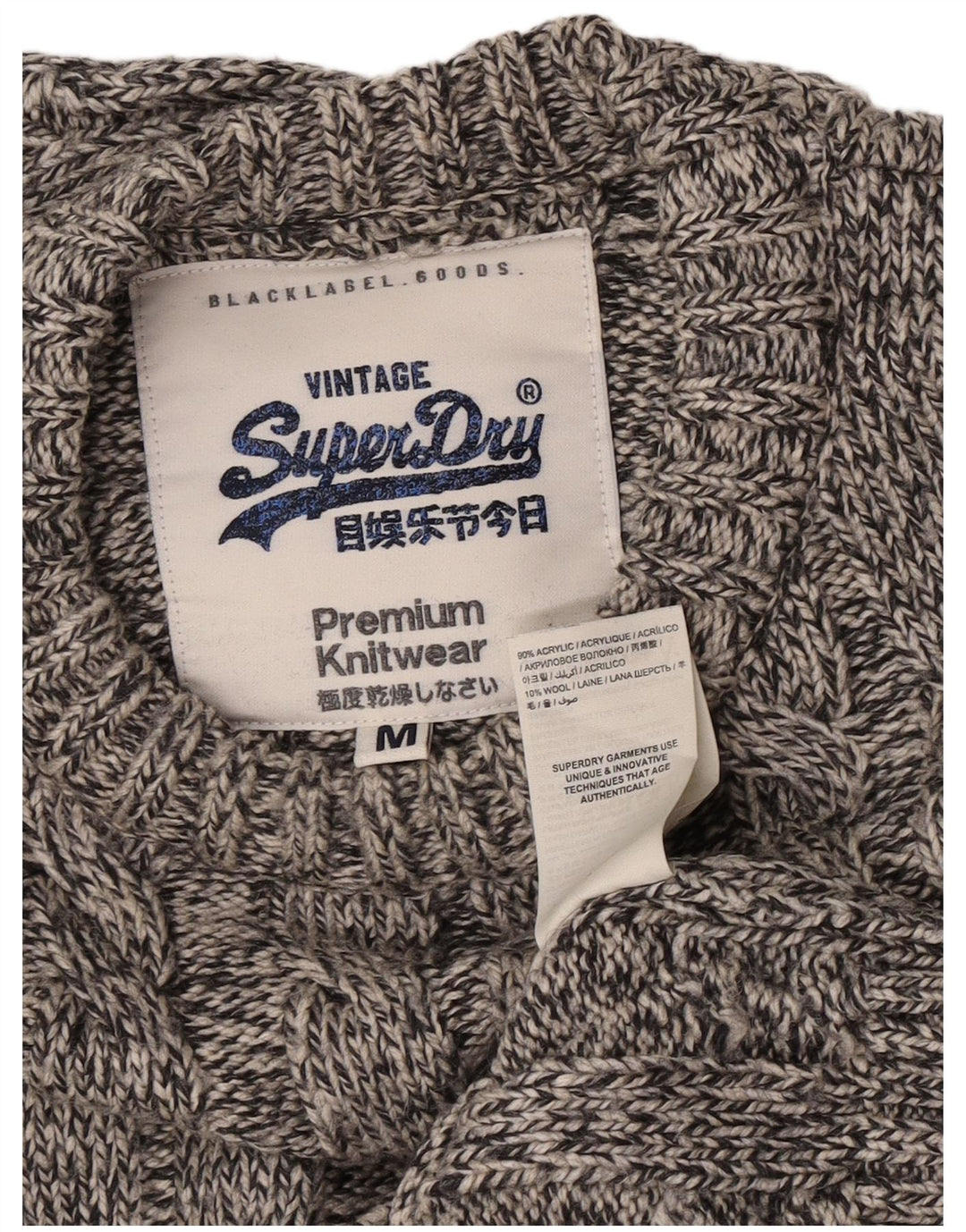 Maglione maglione girocollo da uomo Superdry Acrilico chiazzato grigio medio