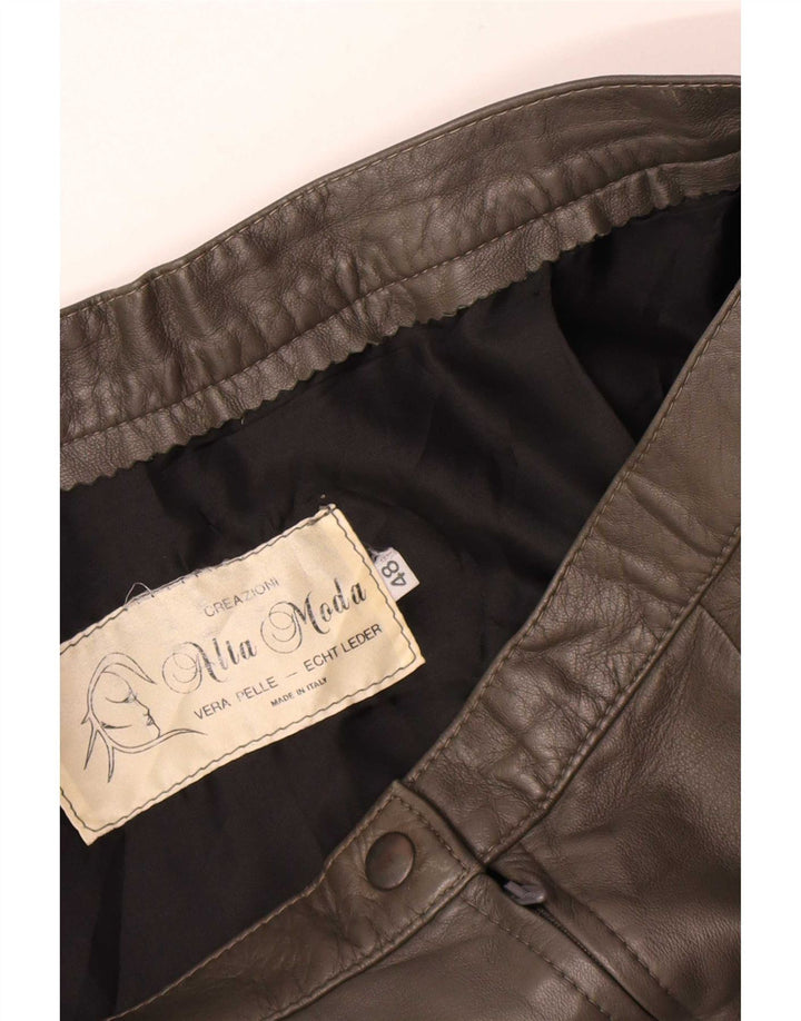 Gonna in pelle vintage da donna W30 marrone medio