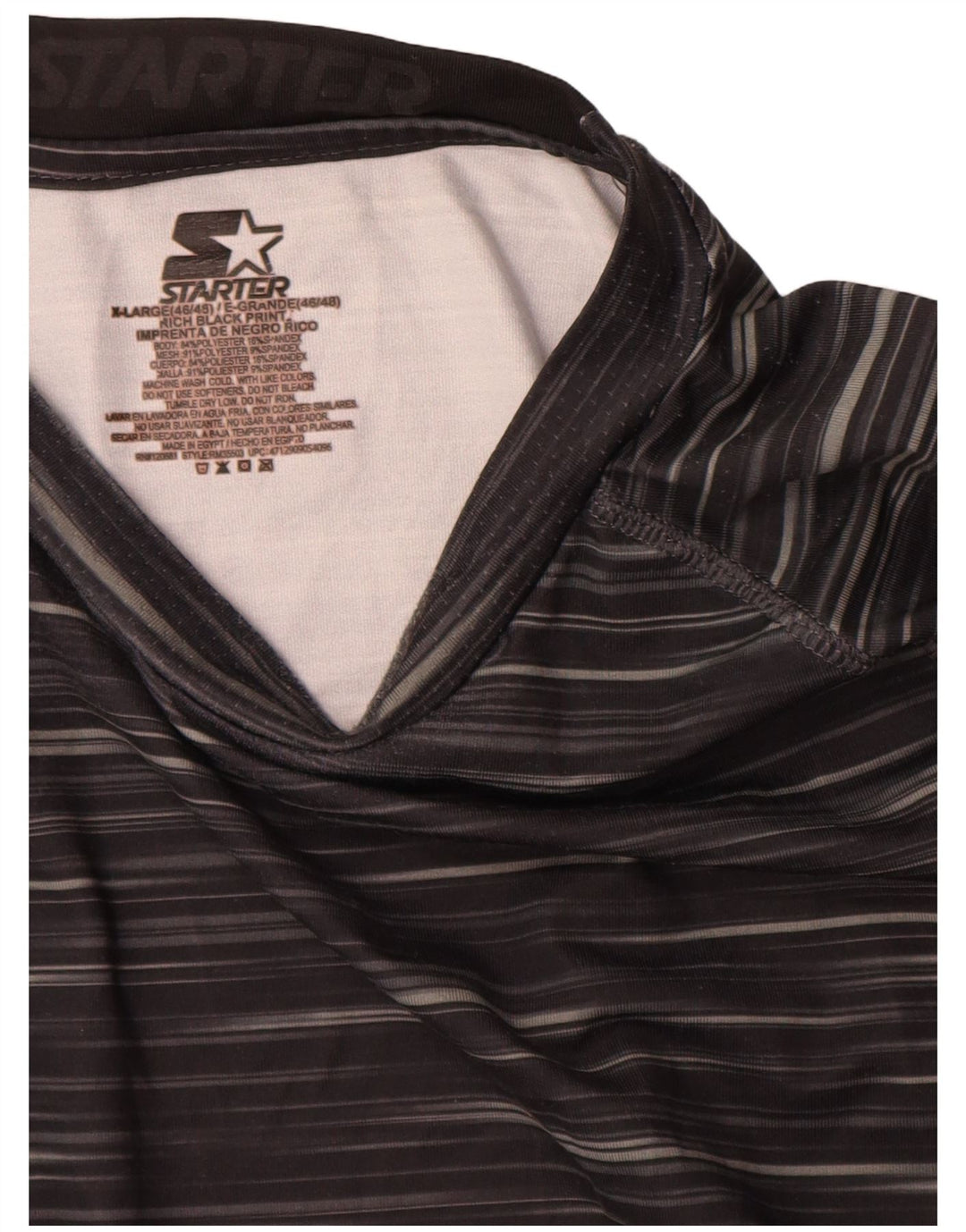 Maglia da uomo Starter a maniche lunghe UK 46/48 XL Poliestere gessato nero