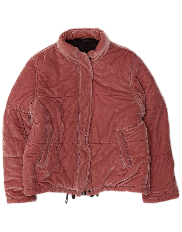 Topshop Giacca imbottita in velluto da donna UK 12 Poliestere rosa medio