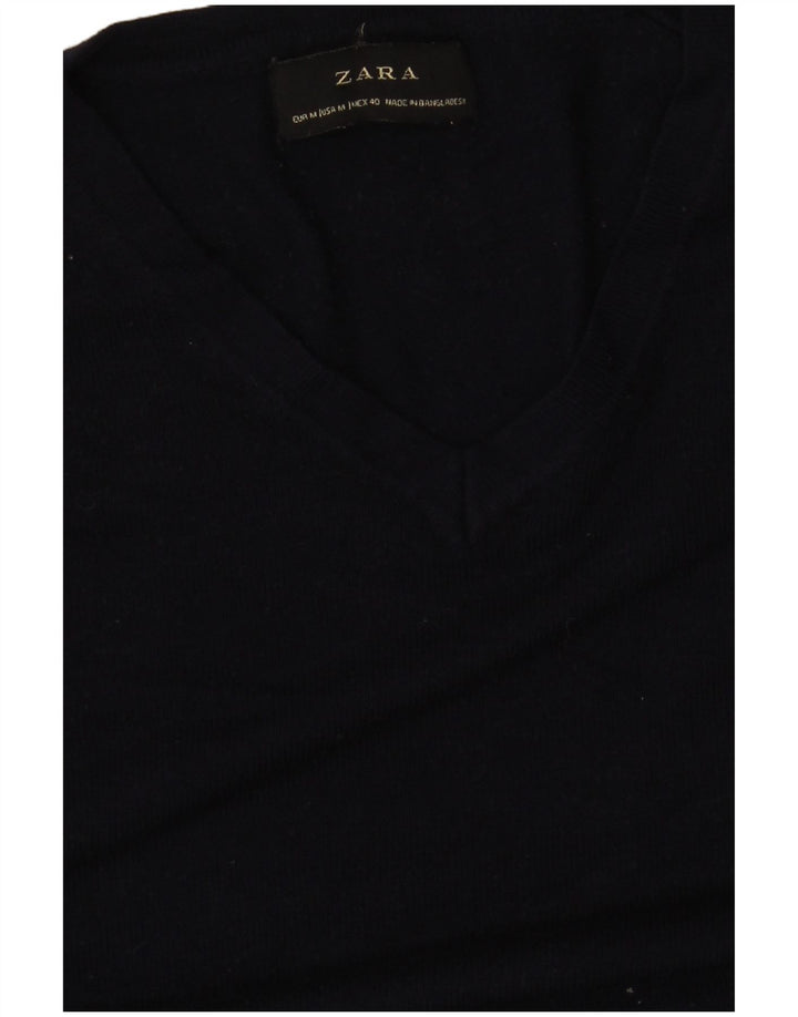 Maglione Zara da donna con scollo a V UK 14 blu navy medio