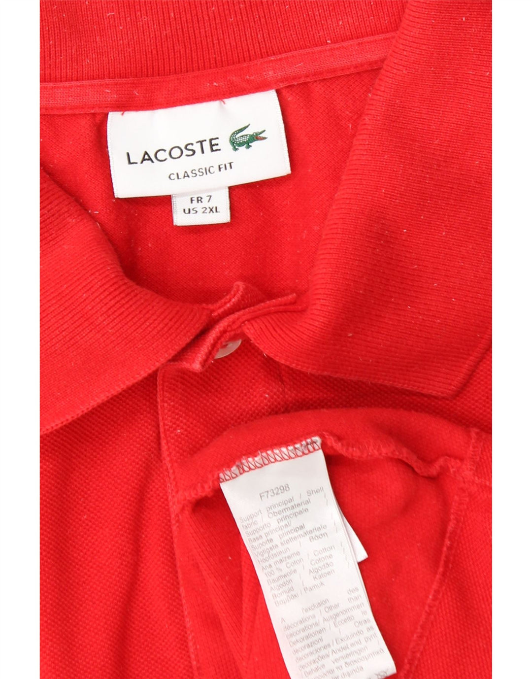 Polo LACOSTE da uomo vestibilità classica taglia 7 2XL cotone rosso