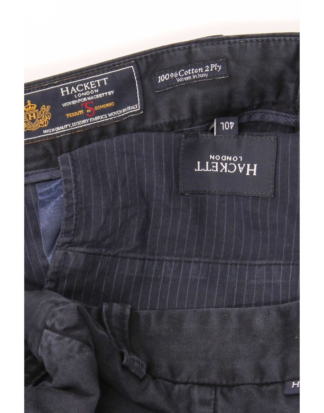 Pantaloni chino dritti da uomo Hackett W40 L34 cotone blu navy
