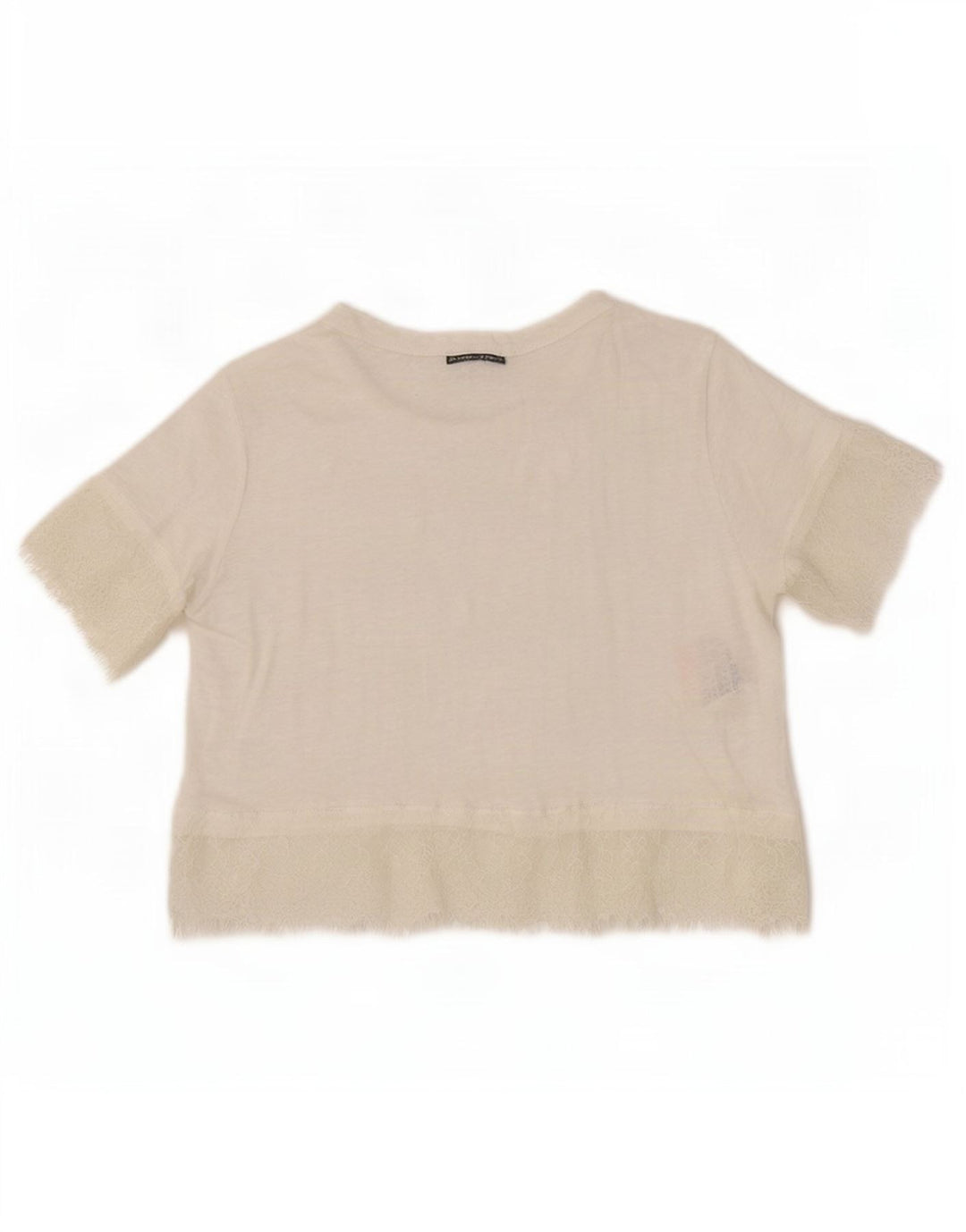 Top corto da donna Zara in camicetta UK 12 lino bianco medio