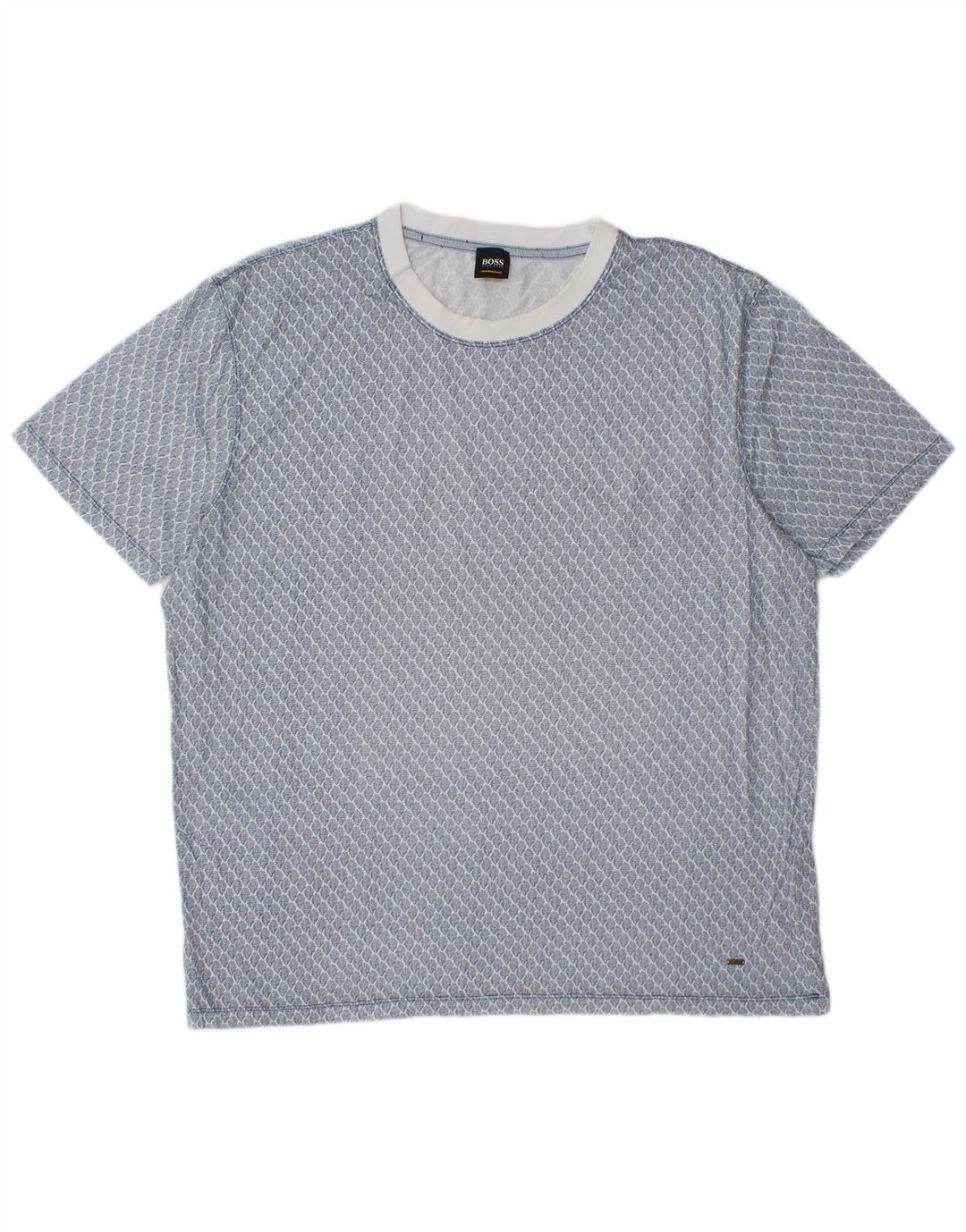 T-shirt da uomo Hugo Boss Top XL in cotone geometrico blu