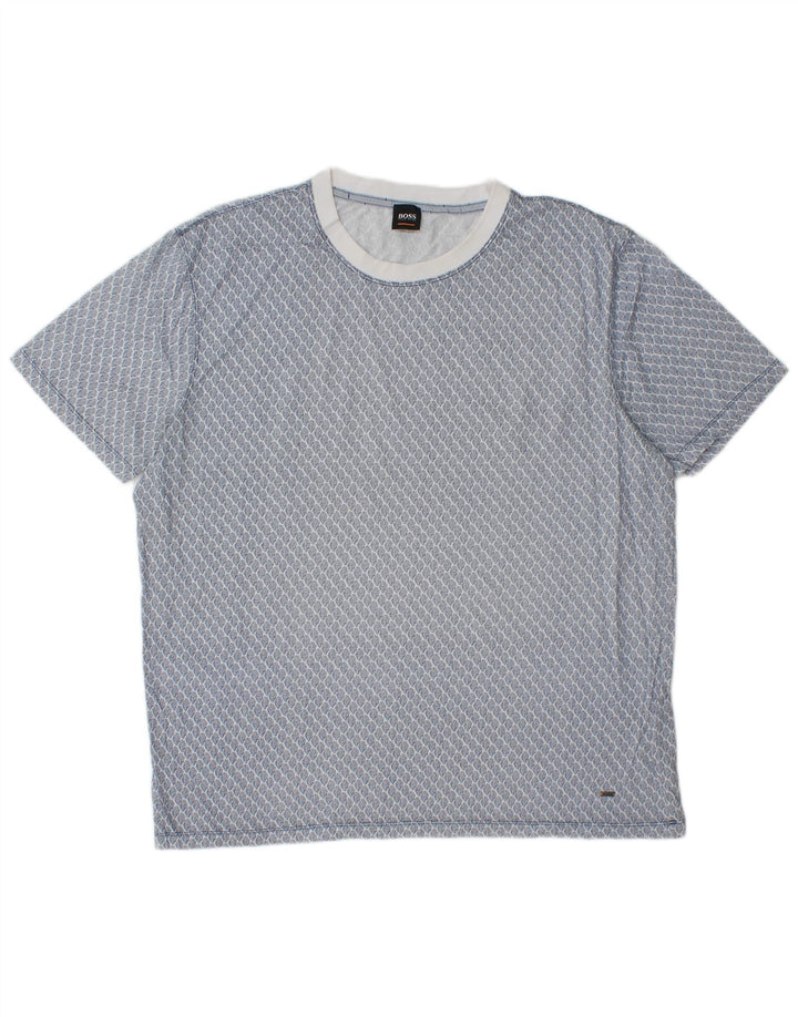 T-shirt da uomo Hugo Boss Top XL in cotone geometrico blu