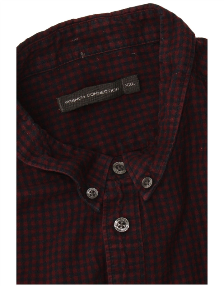 FRENCH CONNECTION Camicia da uomo in flanella 2XL Bordeaux a quadri