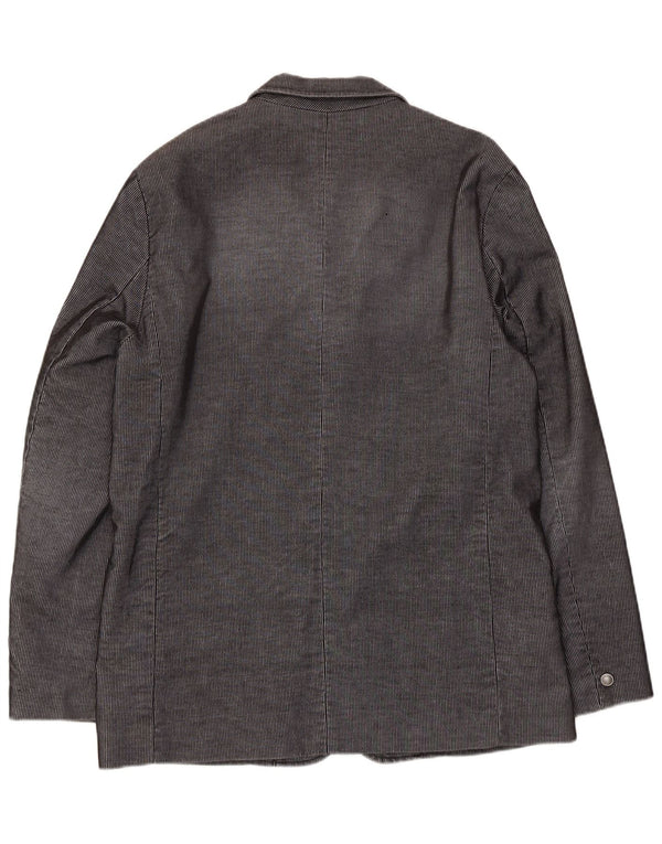 Giacca blazer a 3 bottoni da uomo Scotch & Soda UK 40 grande cotone gessato grigio