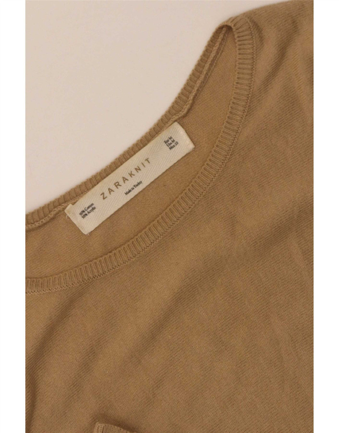 Maglione girocollo a maniche corte da donna Zara UK 14 Beige medio
