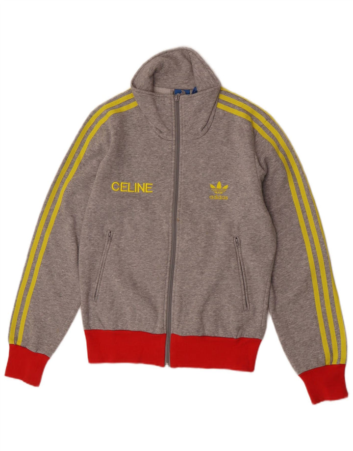 Giacca da ginnastica grafica da donna Adidas UK 10 Small Grey Colourblock